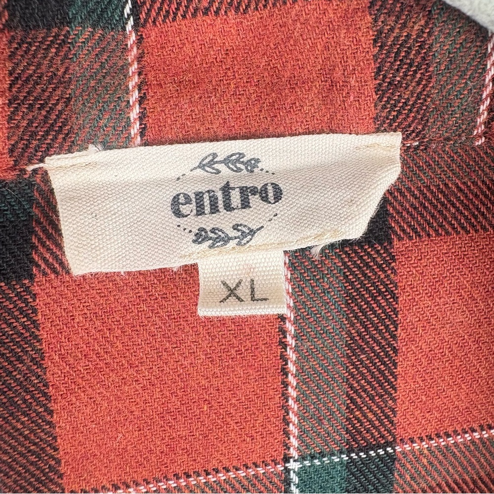 Entro Contrast Patchwork Plaid Flannel Button Up … - image 5